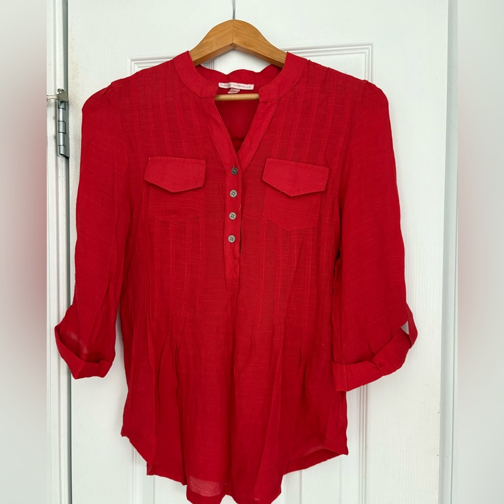 Women's Red Button-Up Blouse